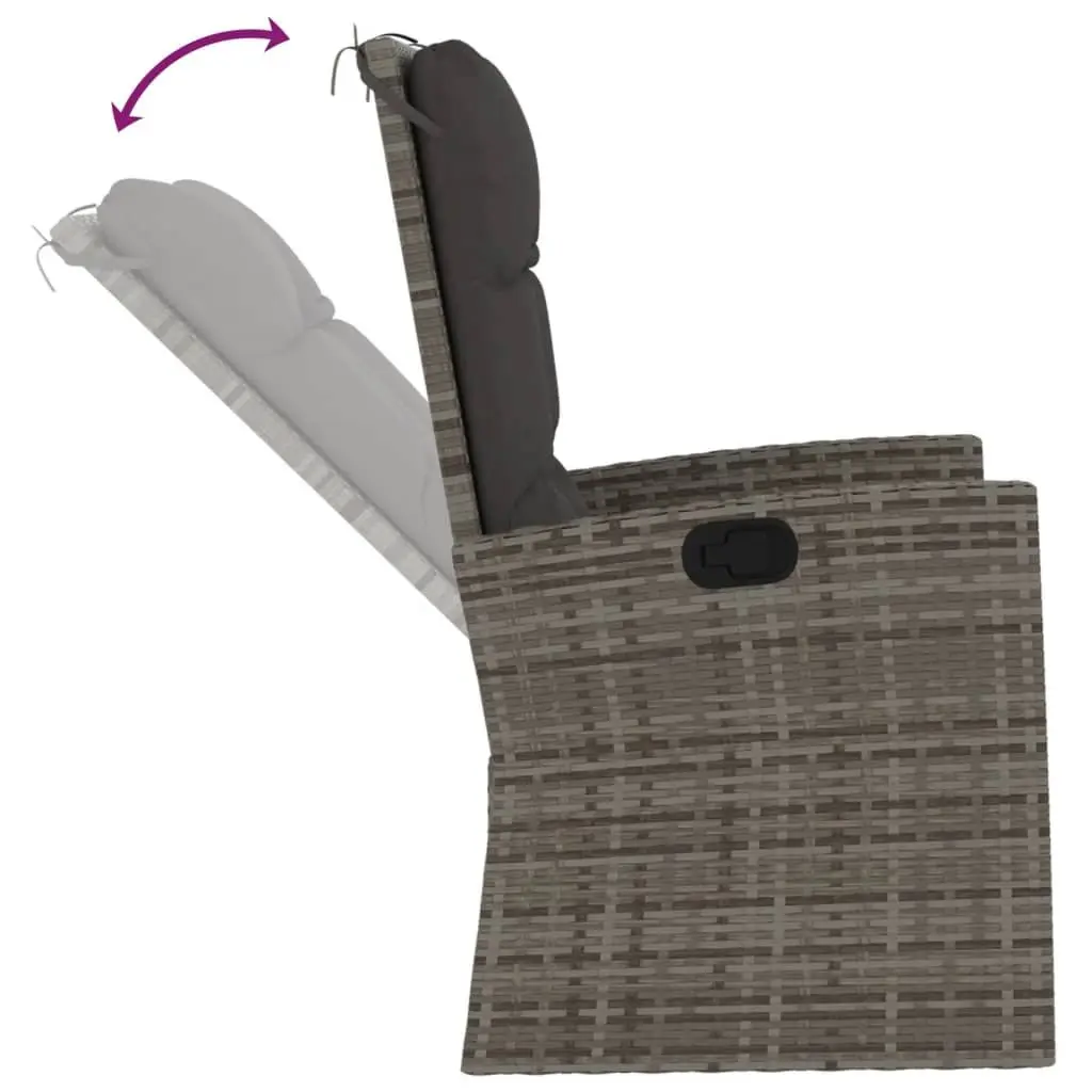 3 Piece Garden Lounge Set Adjustable Backrest Grey Rattan