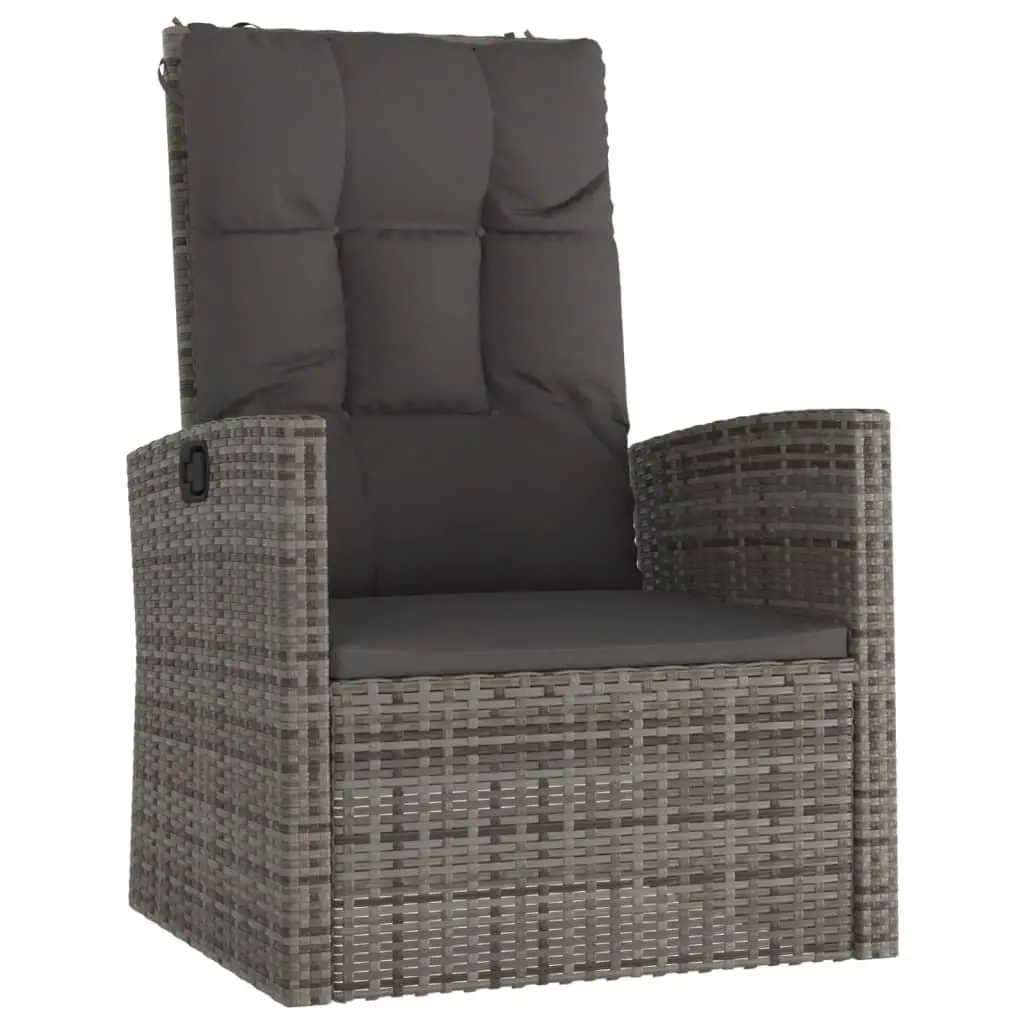 3 Piece Garden Lounge Set Adjustable Backrest Grey Rattan