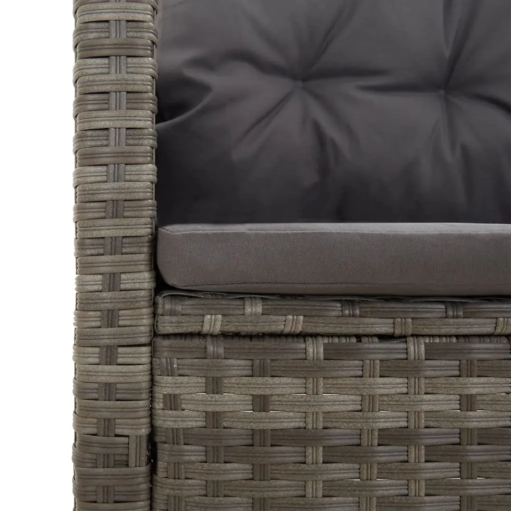 3 Piece Garden Lounge Set Adjustable Backrest Grey Rattan