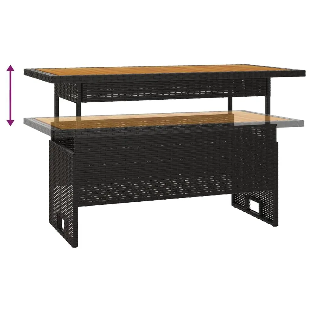 Garden Lounge Set Black Weather Resistant PE Rattan Acacia Wood 4 Piece
