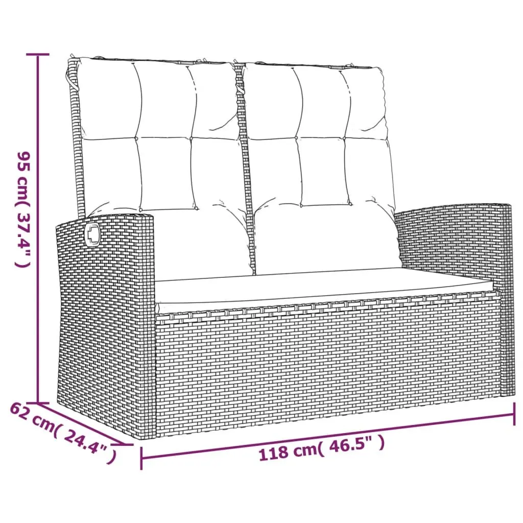 Garden Lounge Set Black Weather Resistant PE Rattan Acacia Wood 4 Piece