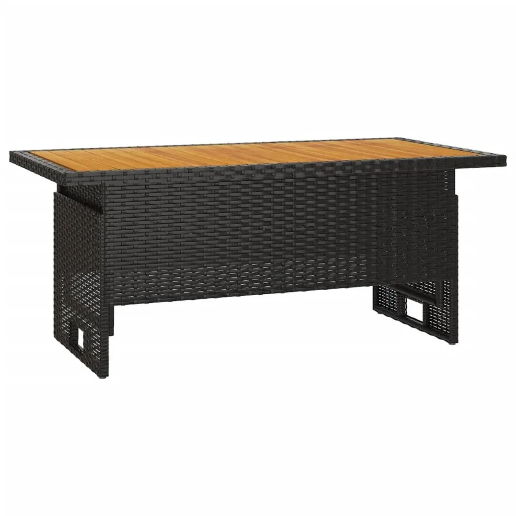 Garden Lounge Set Black Weather Resistant PE Rattan Acacia Wood 4 Piece