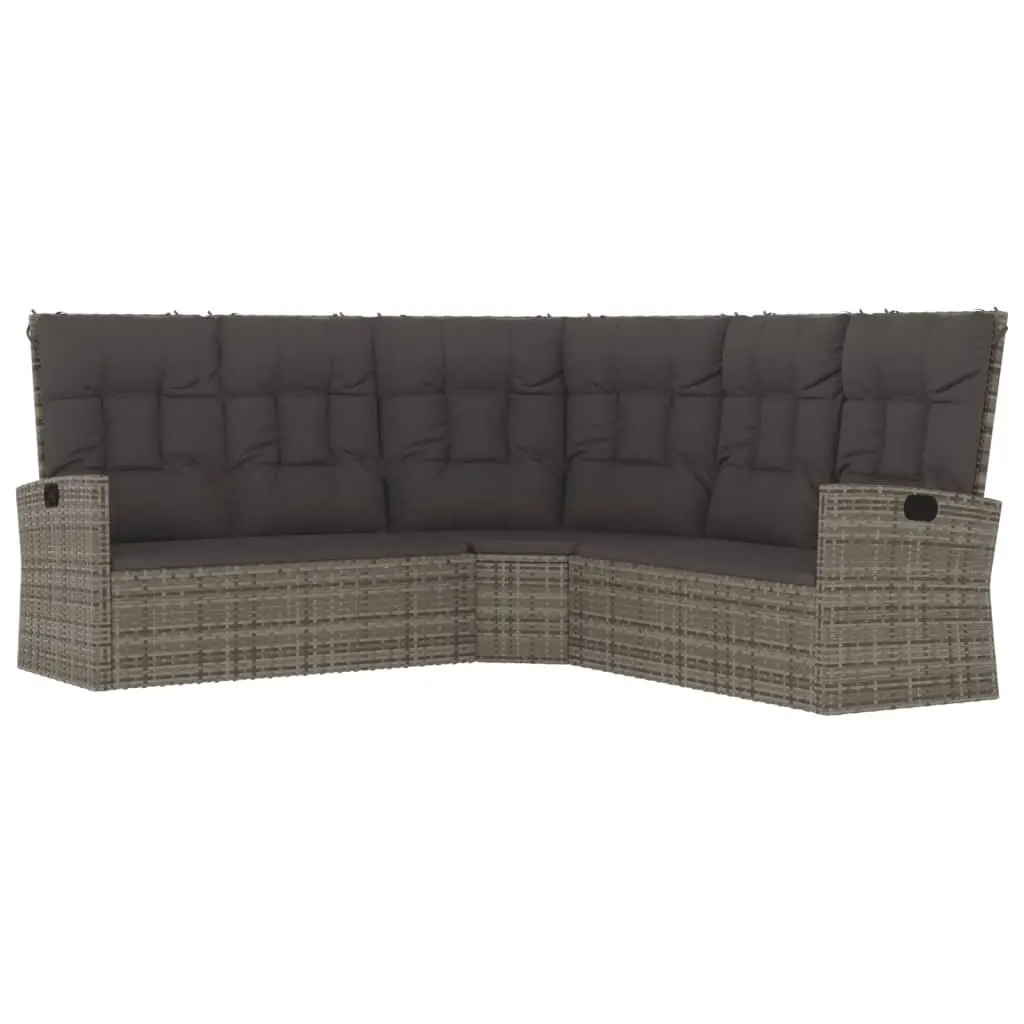 4 Piece Garden Lounge Set Outdoor Furniture with Cushions Grey Poly Rattan Patio