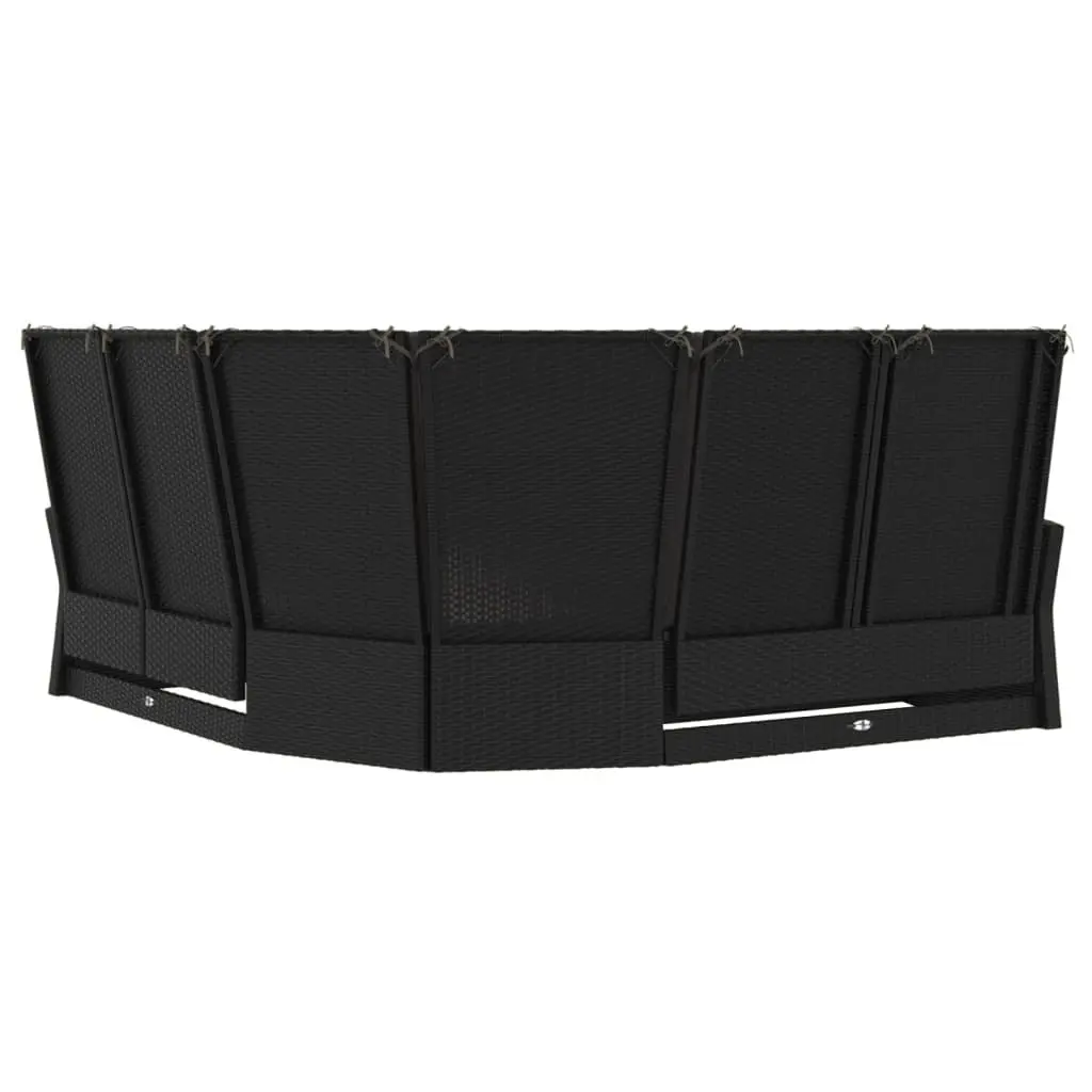 Reclining Corner Sofa Outdoor Garden Seating Black Poly Rattan Adjustable Backrest
