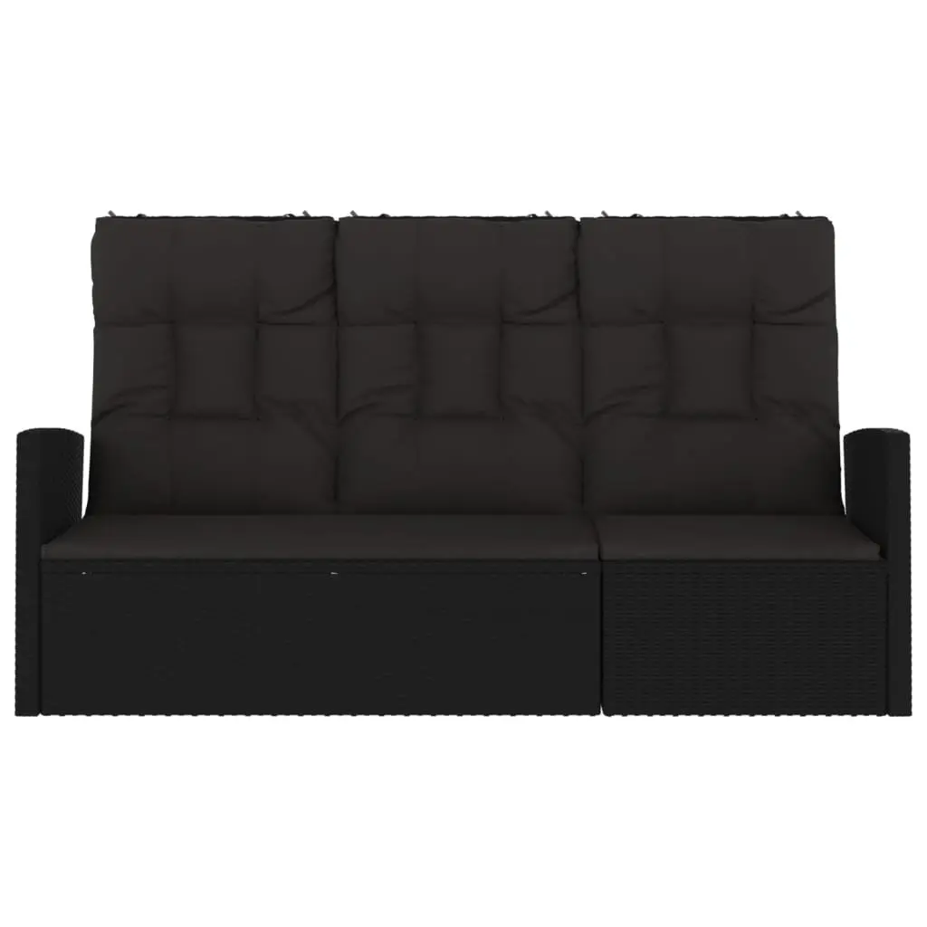 Reclining Garden Bench with Cushions Black 173cm Outdoor Seating Adjustable