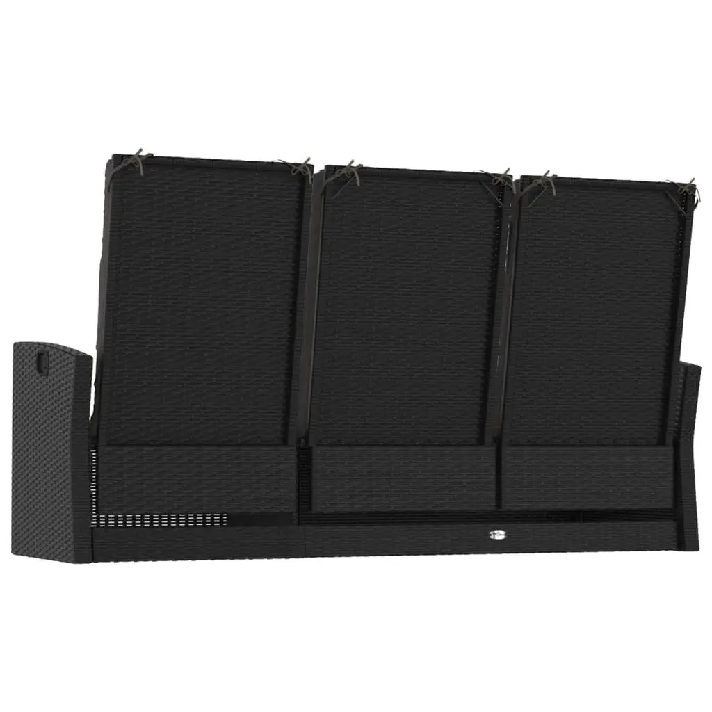 Reclining Garden Bench with Cushions Black 173cm Outdoor Seating Adjustable