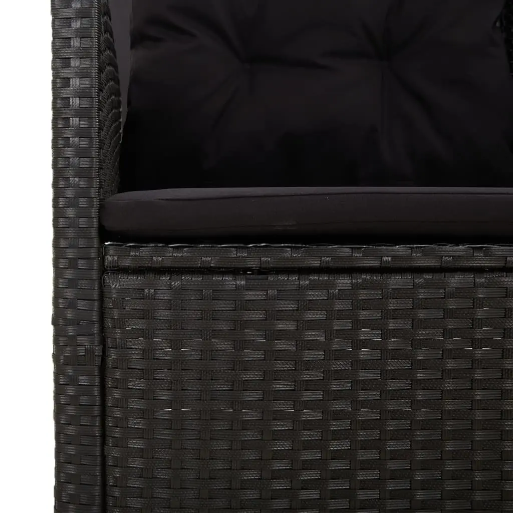 Reclining Garden Bench Adjustable Backrest with Cushions Black