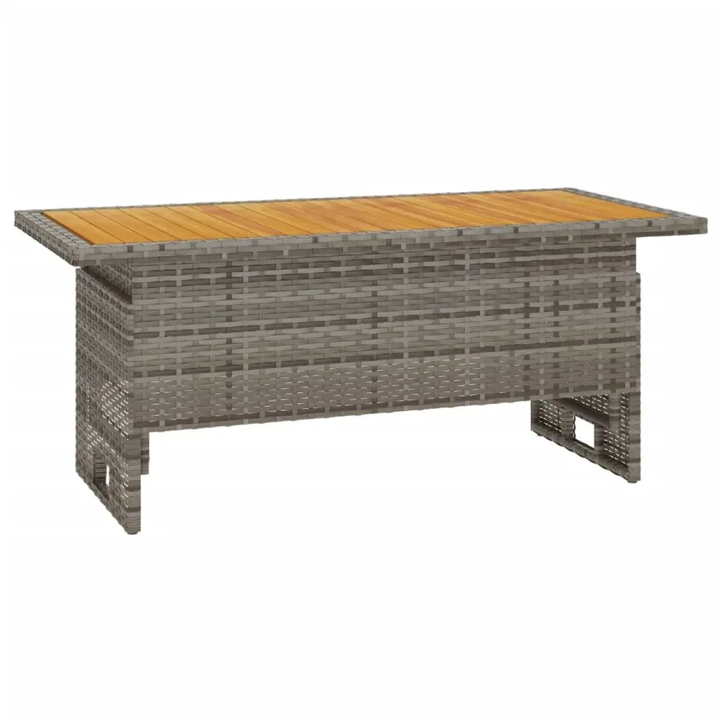 Garden Table Lift-Top Solid Wood Acacia PE Rattan 100 x 50 x 43/63 cm