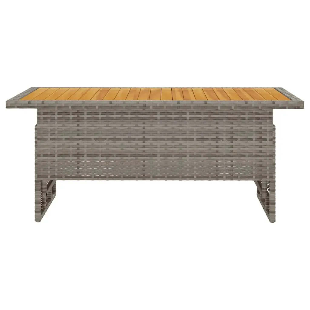 Garden Table Lift-Top Solid Wood Acacia PE Rattan 100 x 50 x 43/63 cm