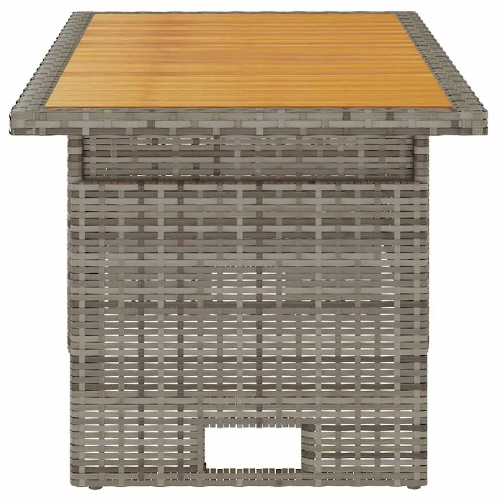 Garden Table Lift-Top Solid Wood Acacia PE Rattan 100 x 50 x 43/63 cm