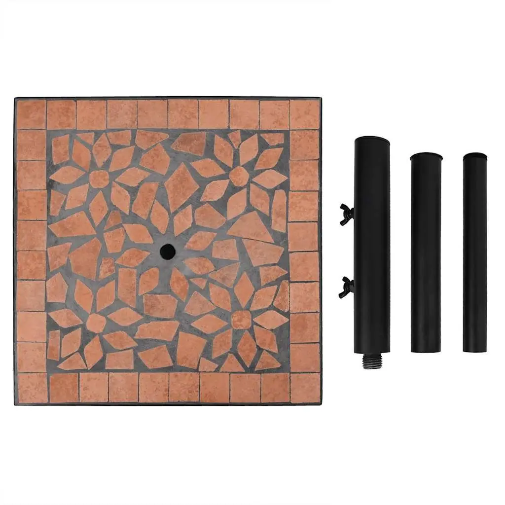 Parasol Base Square Brown Terracotta Outdoor Umbrella Stand