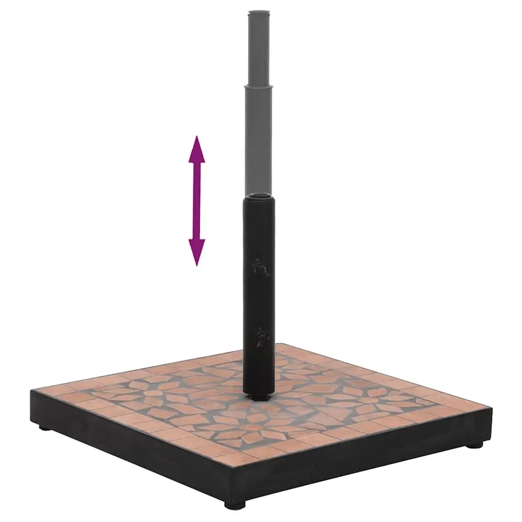 Parasol Base Square Brown Terracotta Outdoor Umbrella Stand