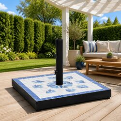 Your New Blue White Parasol Base for Outdoor Comfort