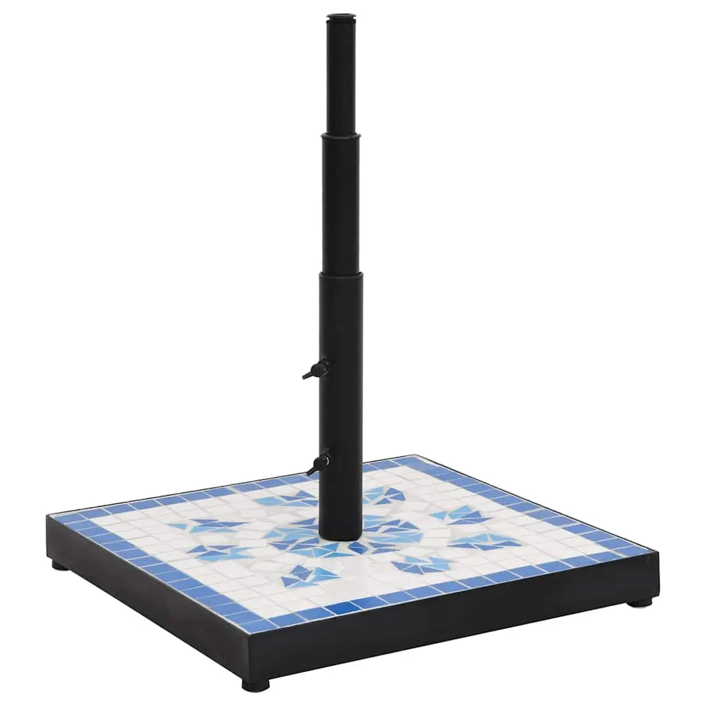 Parasol Base Square Blue White Sturdy Iron Outdoor Umbrella Stand
