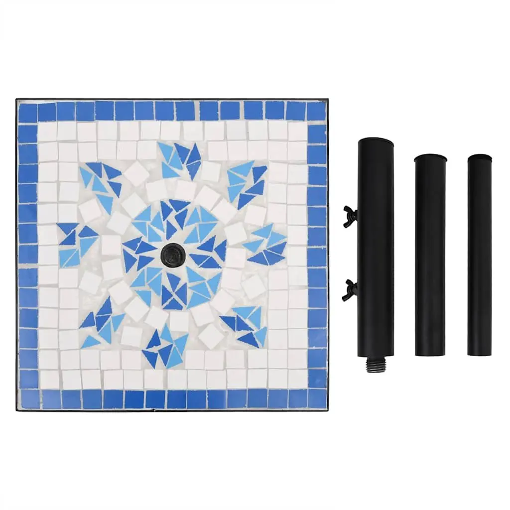 Parasol Base Square Blue White Sturdy Iron Outdoor Umbrella Stand