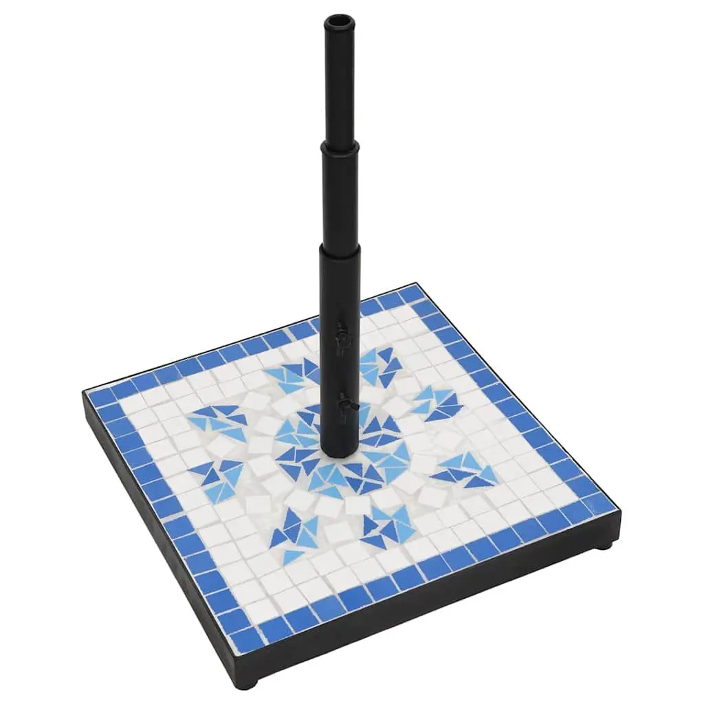 Parasol Base Square Blue White Sturdy Iron Outdoor Umbrella Stand
