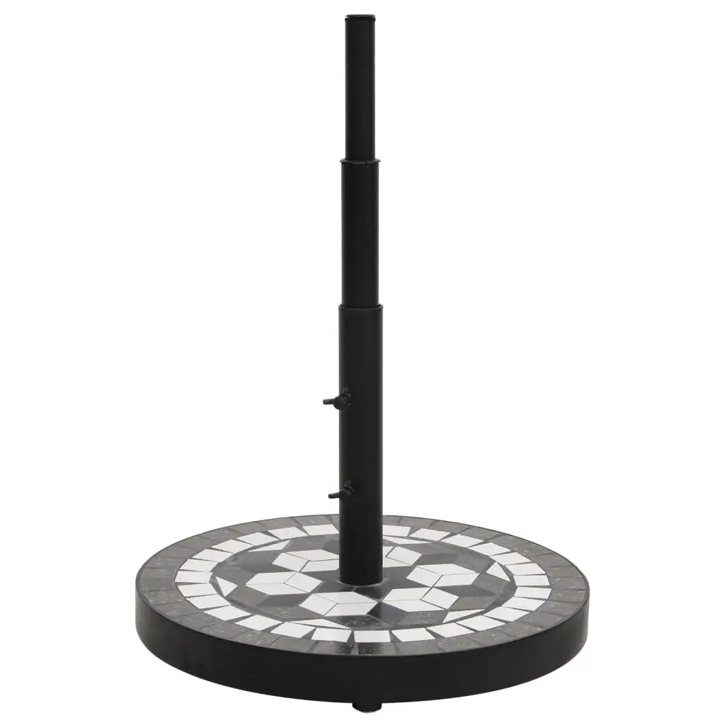Outdoor Umbrella Base Round Black Iron with Ceramic Tile Surface 12 kg