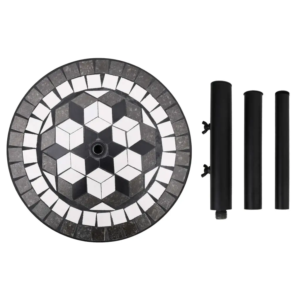 Outdoor Umbrella Base Round Black Iron with Ceramic Tile Surface 12 kg