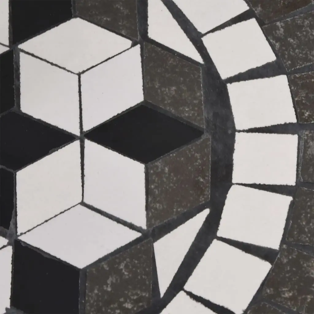 Outdoor Umbrella Base Round Black Iron with Ceramic Tile Surface 12 kg
