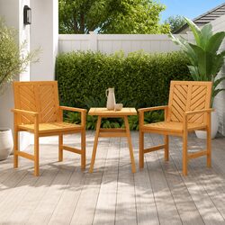 Outdoor Dining Chairs Set 2 pcs Solid Wood Acacia Garden Patio Seating Armrest