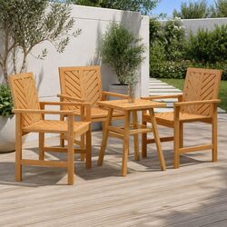 Outdoor Dining Chairs 3 pcs Garden Seating Solid Wood Acacia Brown Armrest