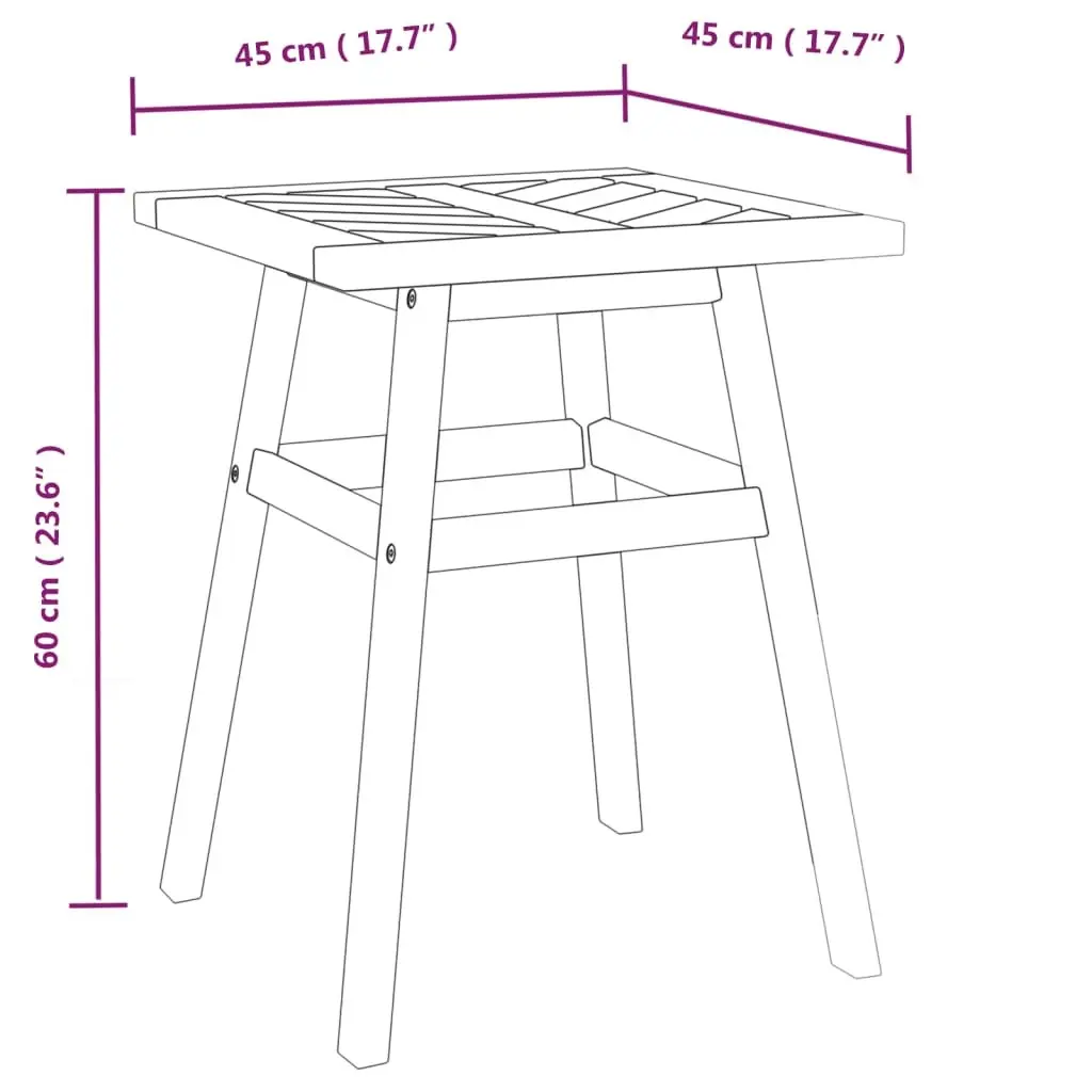 Wooden Side Table Chevron Pattern 45x45x60cm Outdoor Furniture
