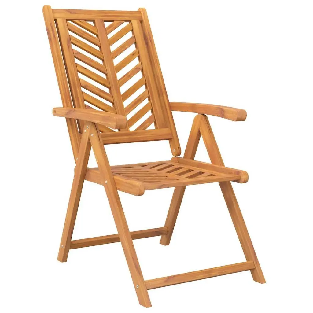 Outdoor Reclining Garden Chairs Solid Wood Acacia Brown Chevron 2 Piece