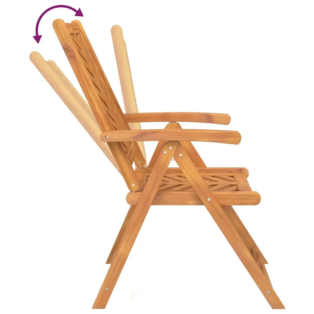 Outdoor Reclining Garden Chairs Solid Wood Acacia Brown Chevron 2 Piece