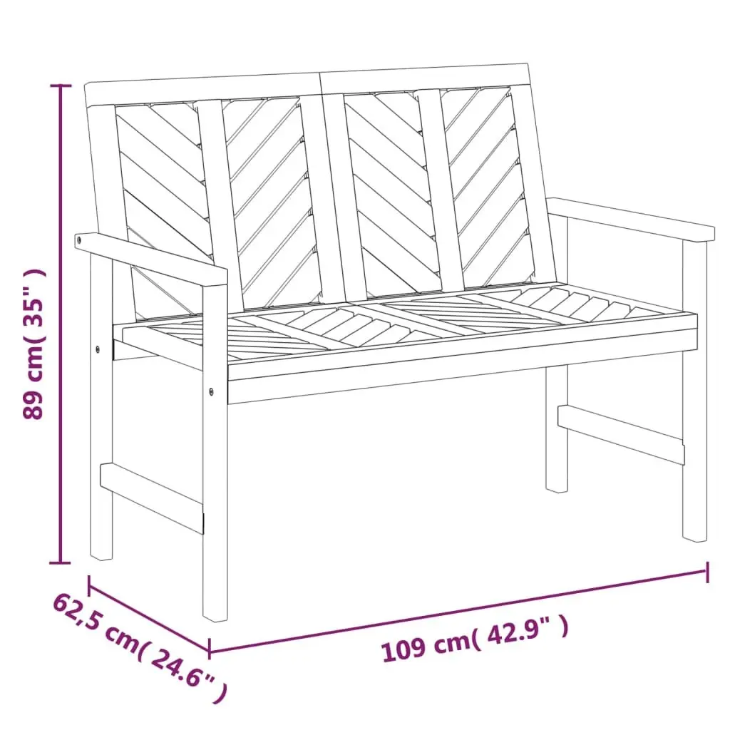 2 Piece Garden Lounge Set Solid Acacia Wood Outdoor Furniture with Armrests