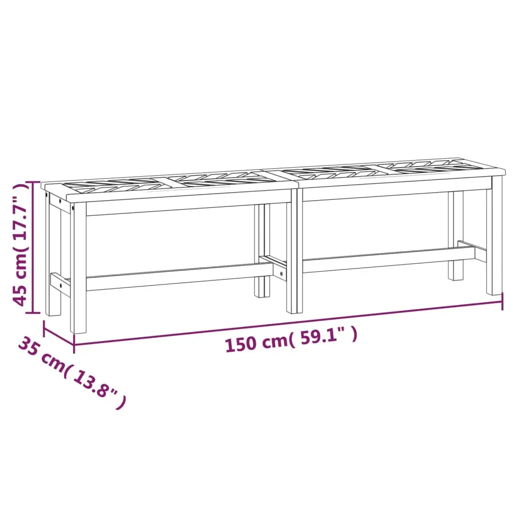 Acacia Wood Garden Bench 150cm Brown Outdoor Patio Furniture Solid Construction