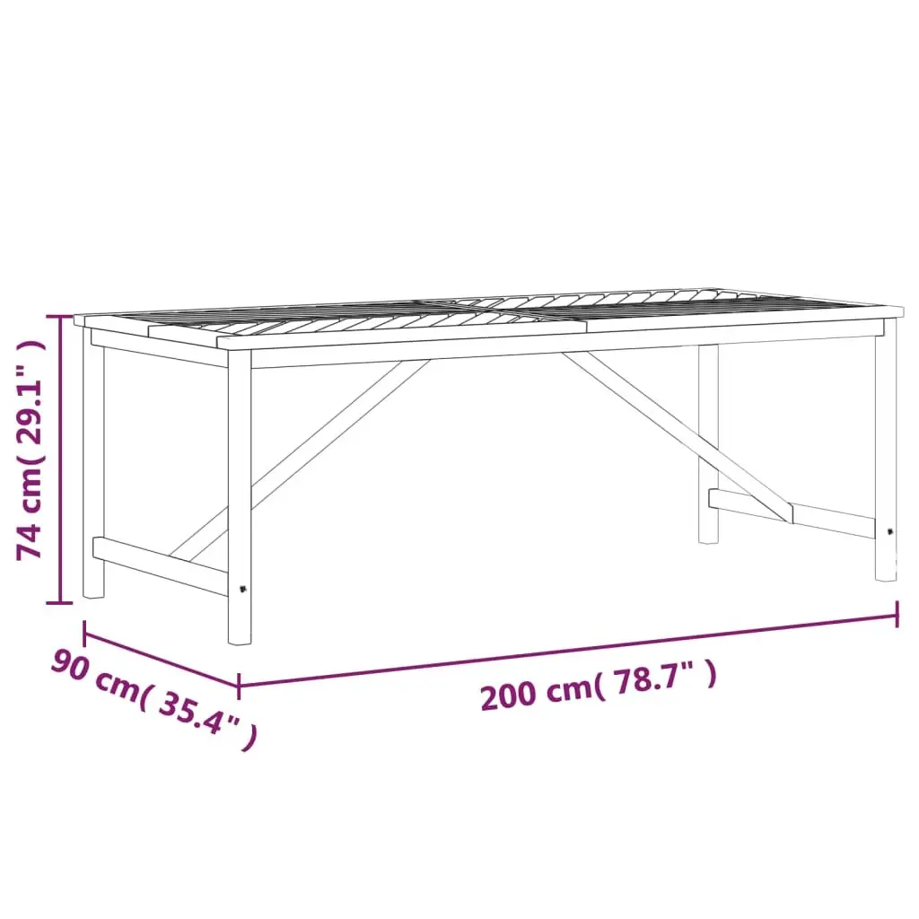 Garden Dining Table Solid Acacia Wood Fishbone Pattern 200x90x74cm