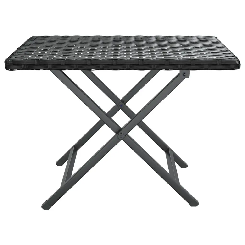 Folding Outdoor Table Black 45x35x32 cm Garden Patio Furniture Poly Rattan