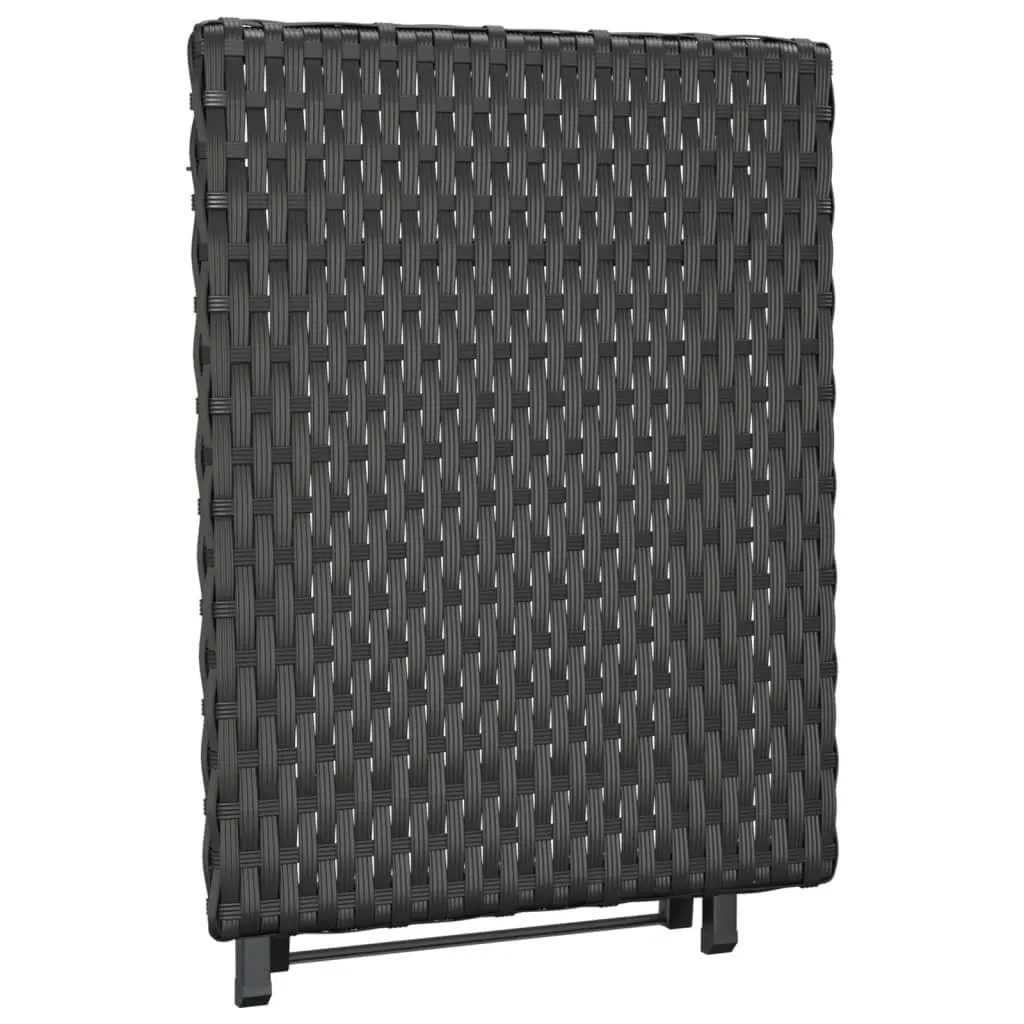 Folding Outdoor Table Black 45x35x32 cm Garden Patio Furniture Poly Rattan