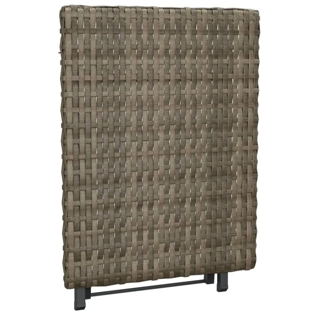 Folding Outdoor Table Grey 45x35x32 cm Poly Rattan Garden Patio Furniture