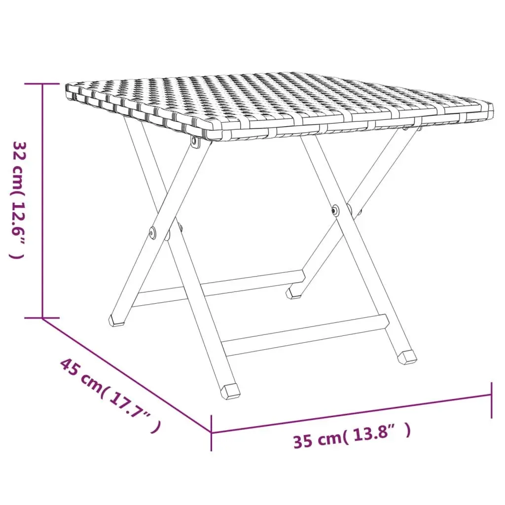 Folding Outdoor Table Grey 45x35x32 cm Poly Rattan Garden Patio Furniture