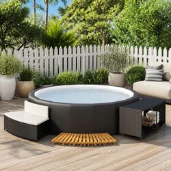 User-Friendly Hot Tub Surround with Storage and Seating