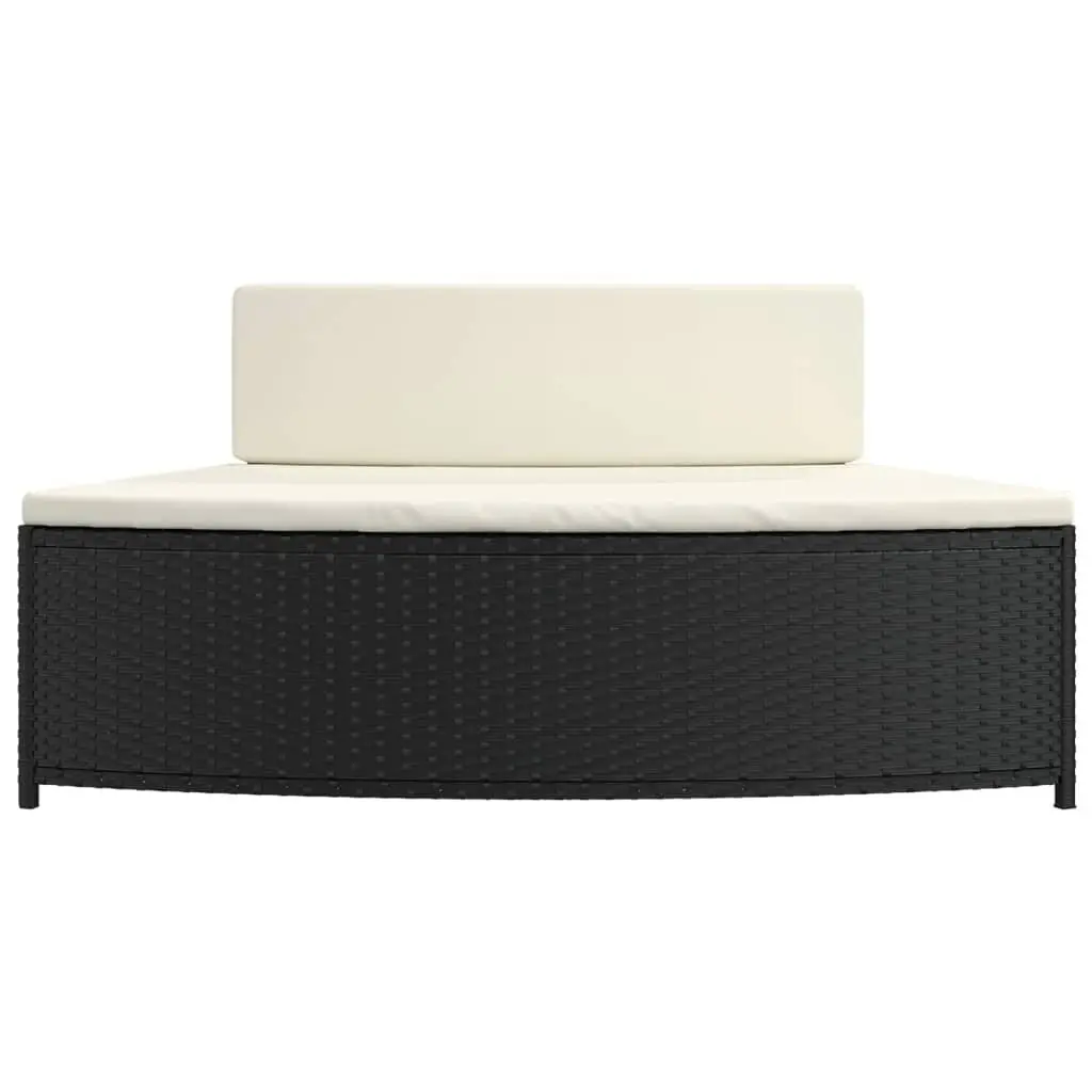 Spa Benches with Cushions Set of 2 Black Poly Rattan Outdoor Garden Seating
