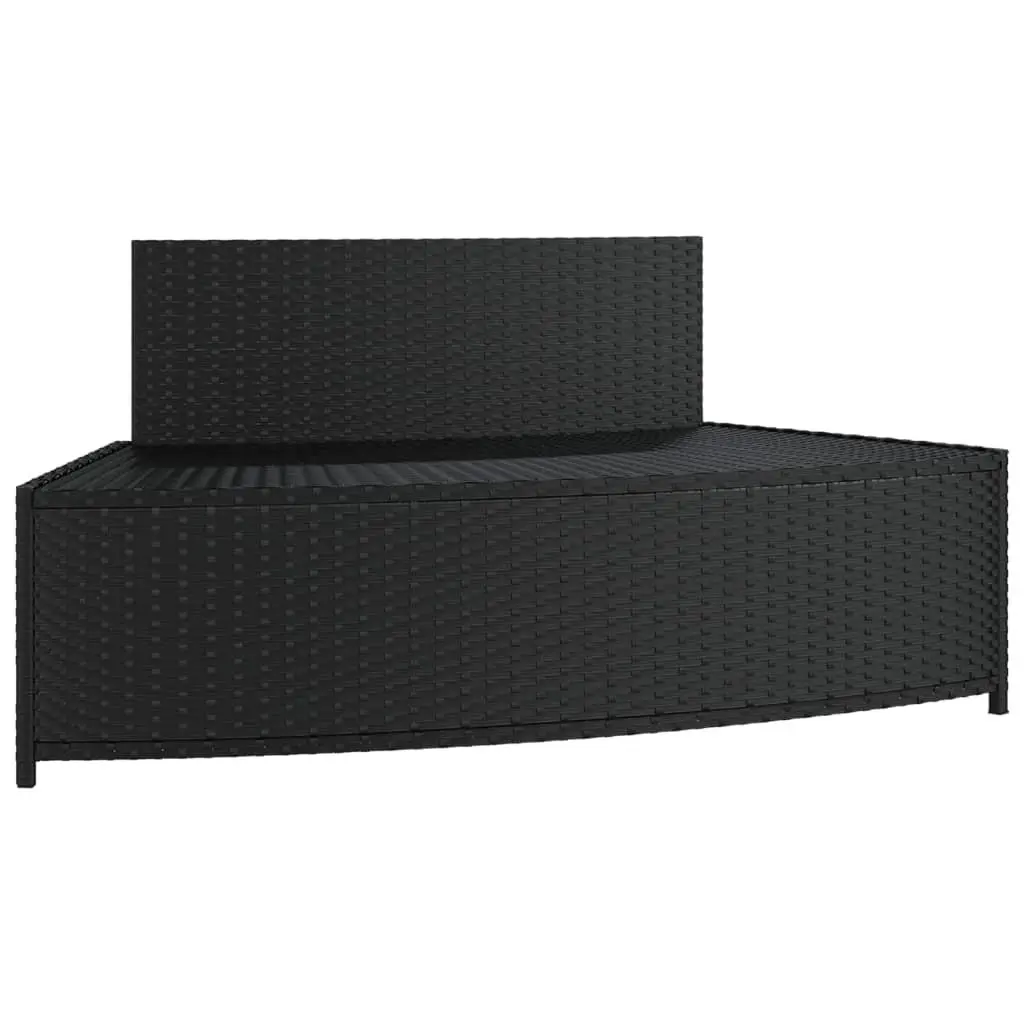 Spa Benches with Cushions Set of 2 Black Poly Rattan Outdoor Garden Seating
