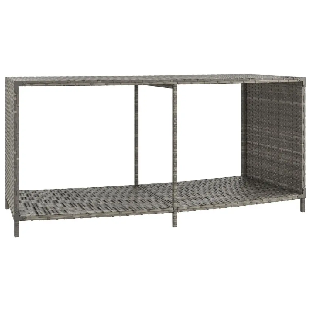 Outdoor Storage Shelves 2pcs Grey Poly Rattan Pool Spa Backyard Organiser Unit