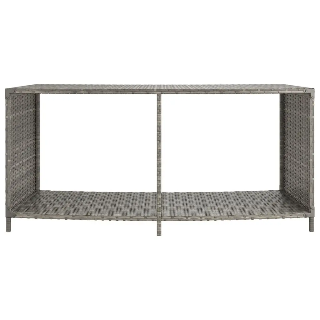 Outdoor Storage Shelves 2pcs Grey Poly Rattan Pool Spa Backyard Organiser Unit