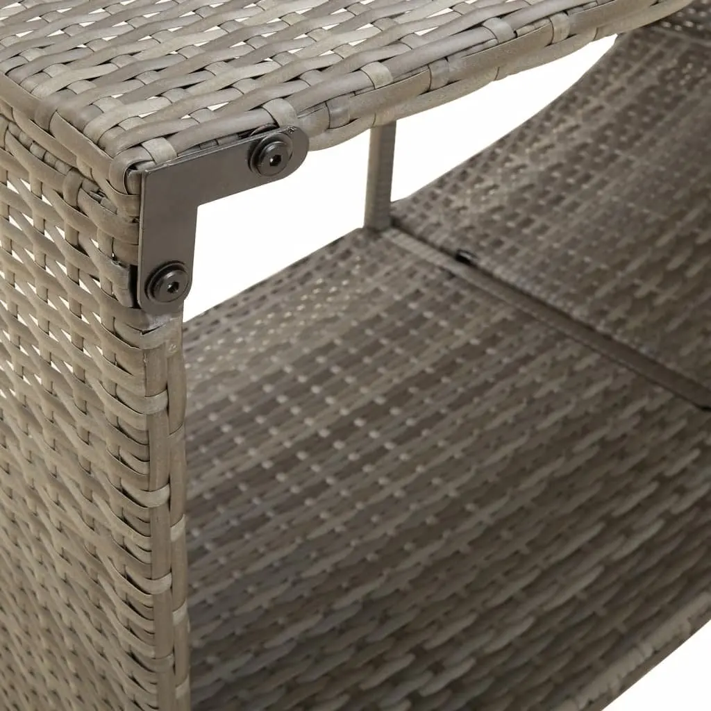 Outdoor Storage Shelves 2pcs Grey Poly Rattan Pool Spa Backyard Organiser Unit