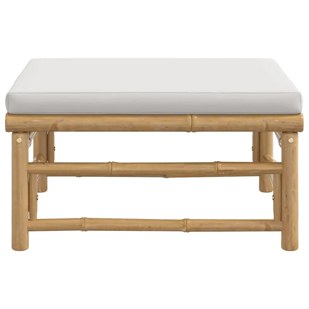Garden Footstool Bamboo Frame with Grey Cushion Pad