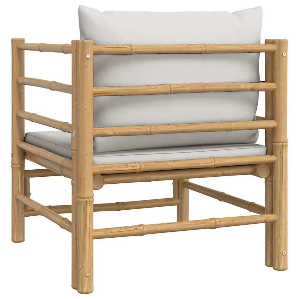 Outdoor Sectional Sofa Garden Seating Bamboo Frame Grey Cushions Modular