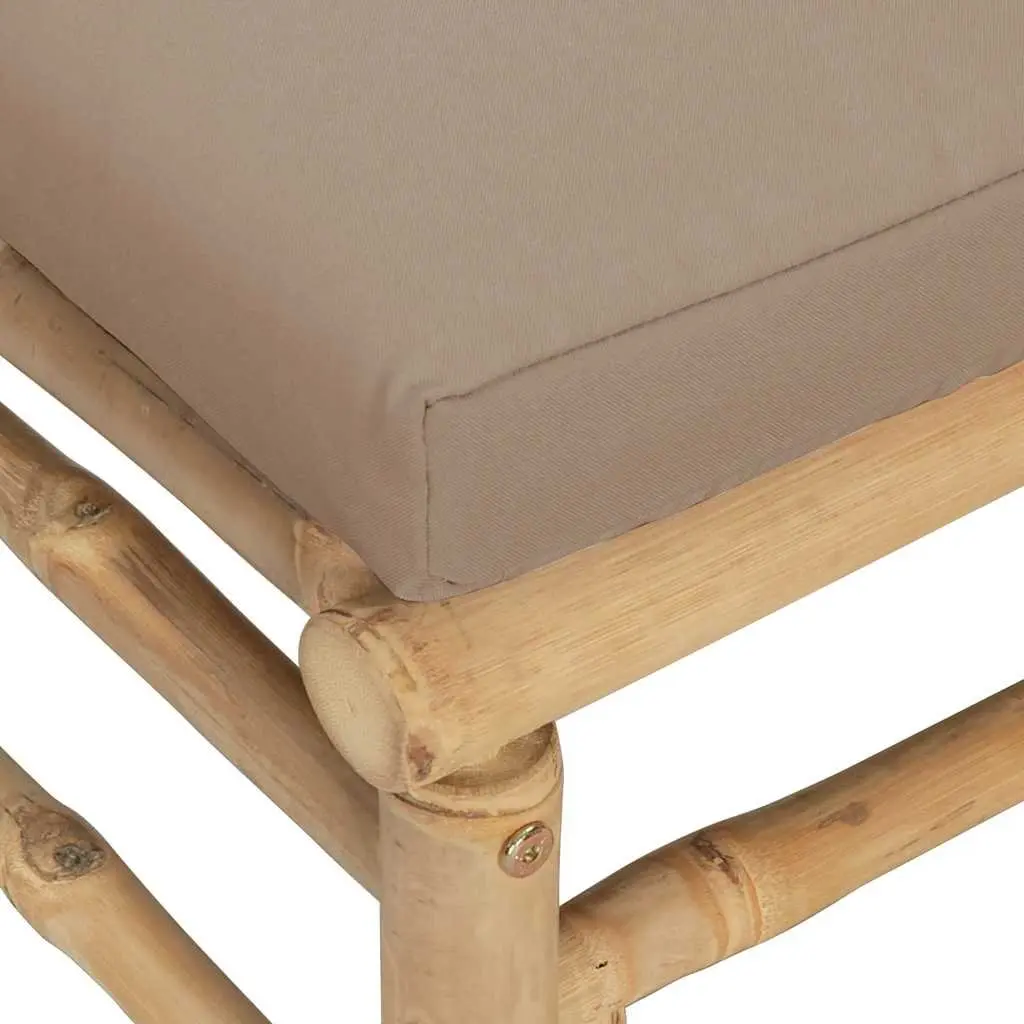 Garden Lounge Set 2 Piece Outdoor Sectional Bamboo Furniture Taupe Cushions