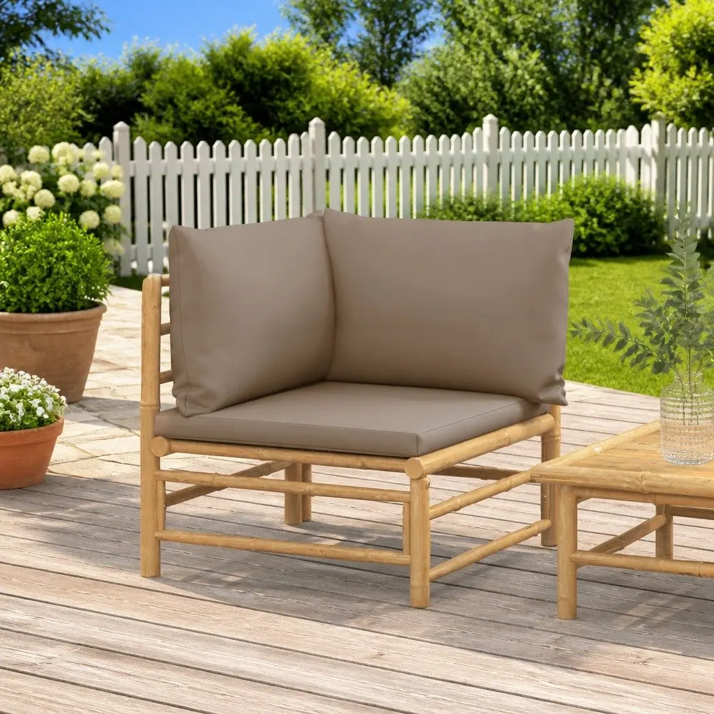 Outdoor Corner Sofa with Taupe Cushions