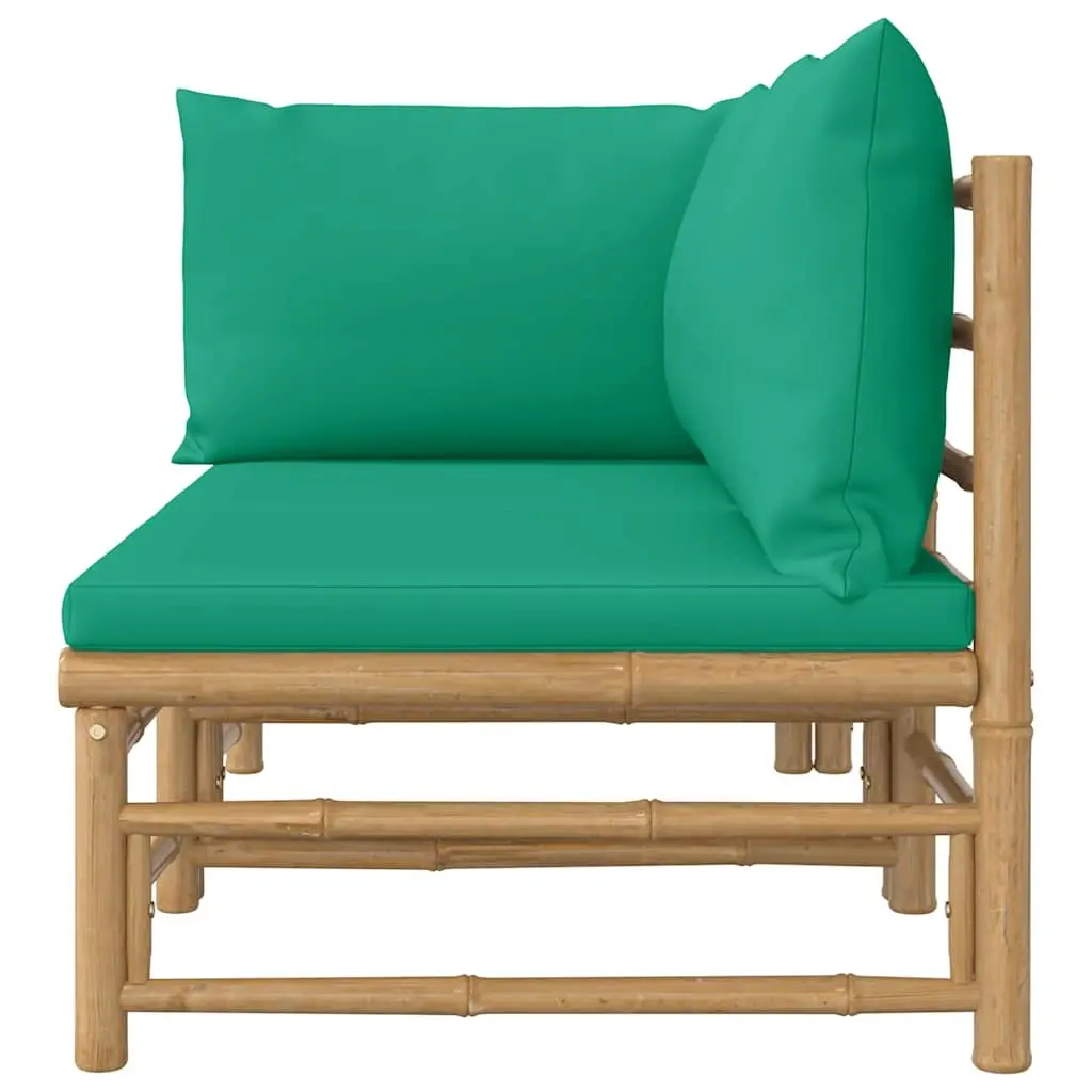Bamboo Outdoor Lounge Set Modular Sofa Two Piece with Green Cushions