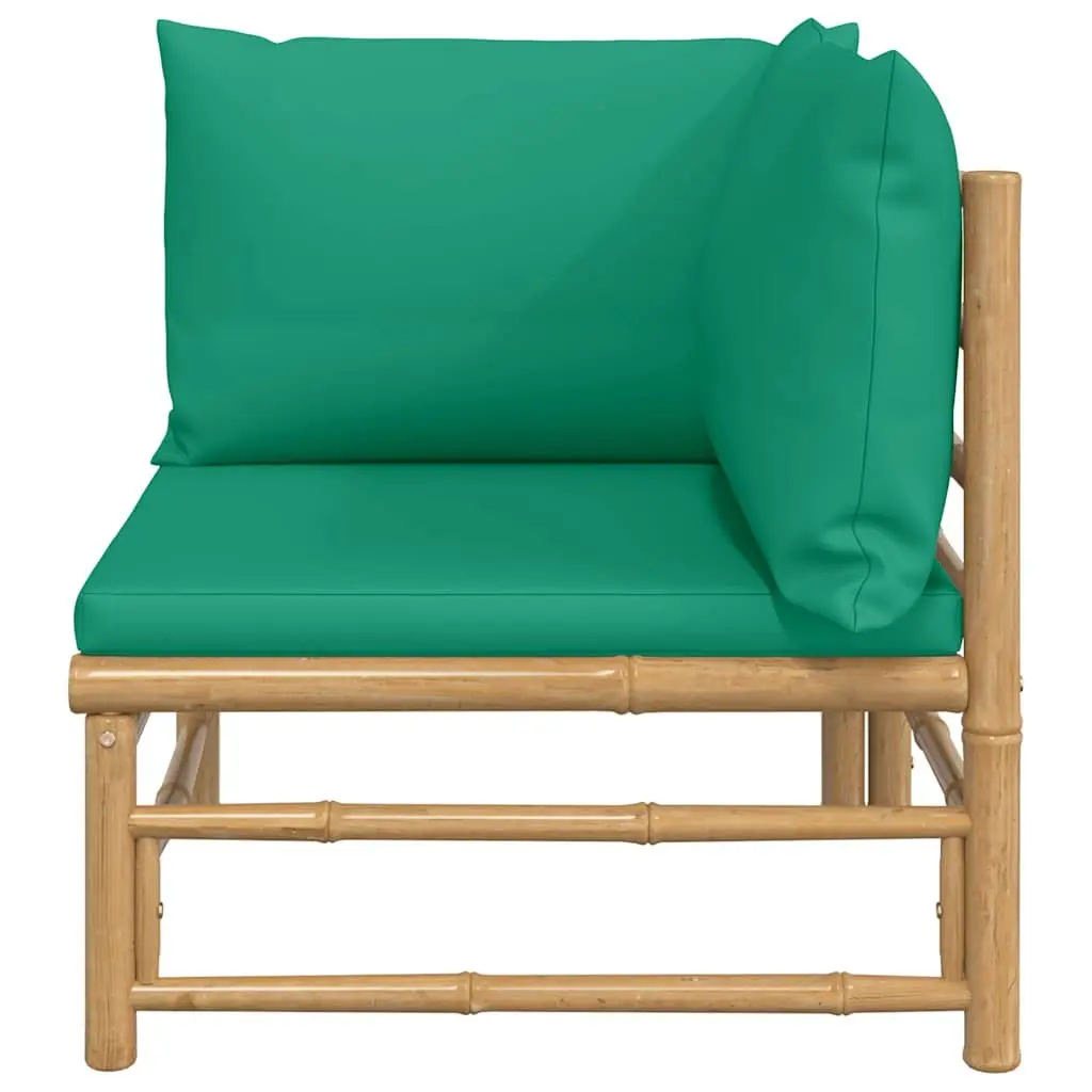 Outdoor Corner Sofa Garden Seating Sectional Unit with Green Cushions