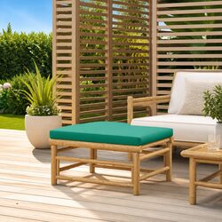 Outdoor Garden Footstool with Cushion Bamboo Frame Patio Lounge Seating