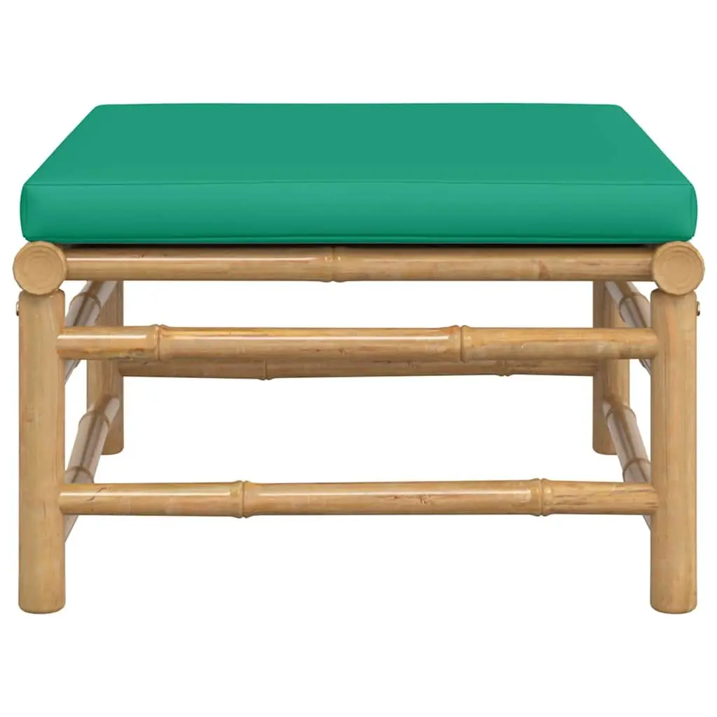 Outdoor Garden Footstool with Cushion Bamboo Frame Patio Lounge Seating