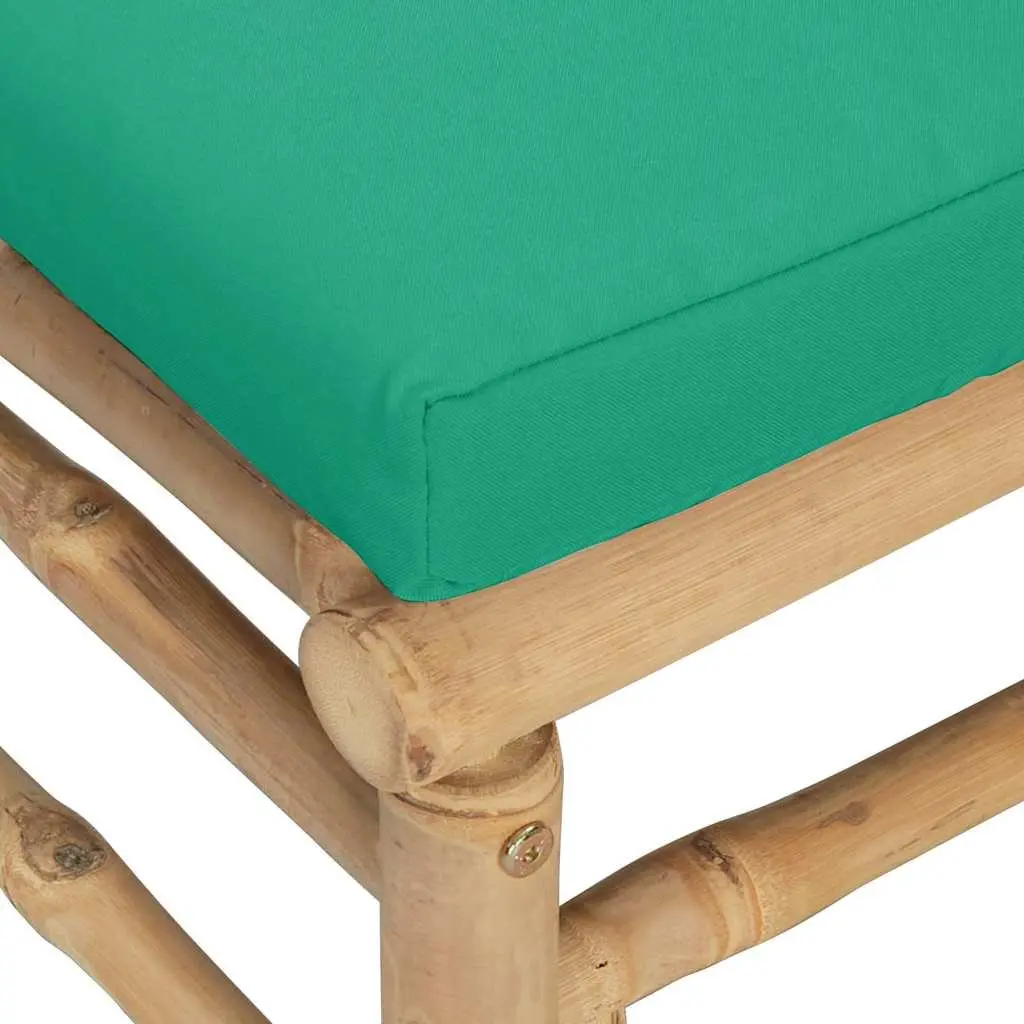 Outdoor Garden Footstool with Cushion Bamboo Frame Patio Lounge Seating
